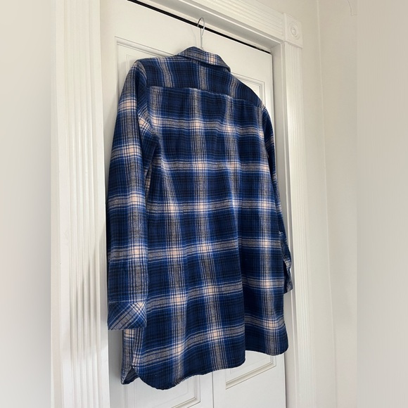 L.L Bean Women’s Archive Flannel Signature Top Womens Medium Blue Plaid Chamois - Picture 8 of 14